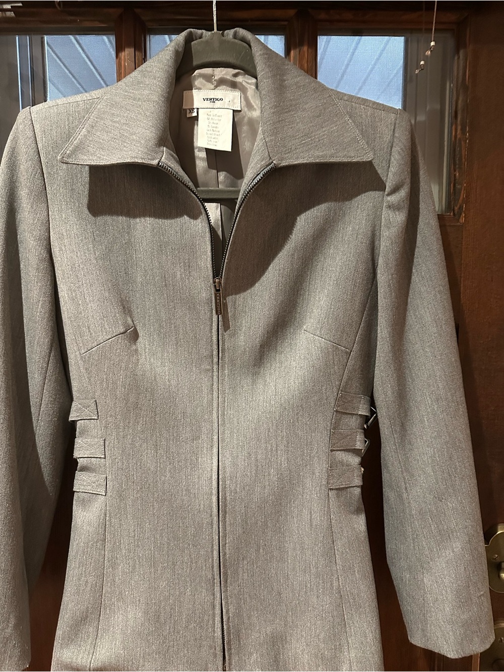 Vertigo Paris Grey Zip-Front Tailored Blazer made in France 17” PTP. NWOT - Picture 3 of 5